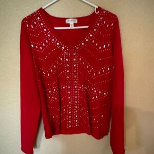 Red rhinestone dressy sweater